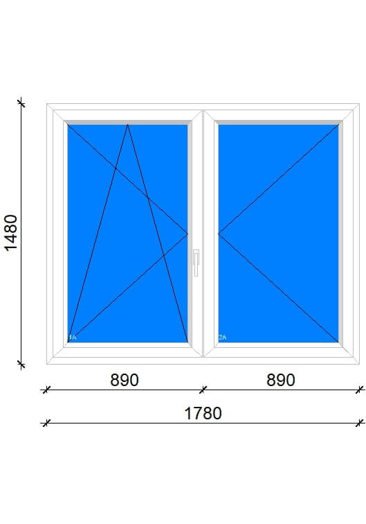 180x150 középen felnyíló bukó-nyíló ablak